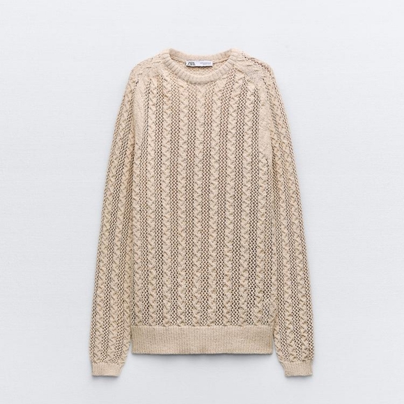 ZARA MIXED MESH KNIT SWEATER - Picture 4 of 6